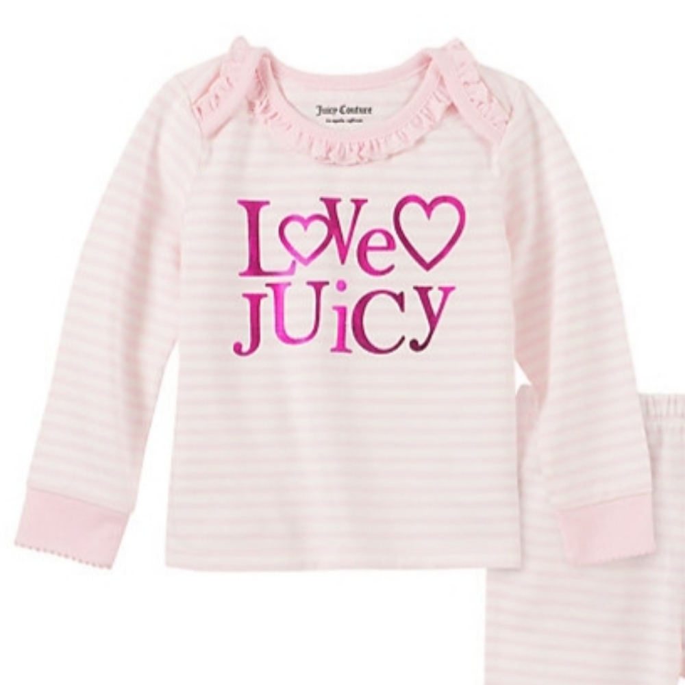 NEW Juicy Couture Pink 2 Piece Pant Set Size 12M - Picture 2 of 8